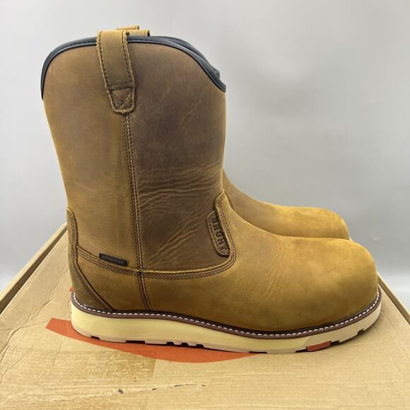 BRUNT Bolduc Boots Mens Size 12 Brown Pull On Work Safety Toe Wedge Shoes NEW - Picture 1 of 8